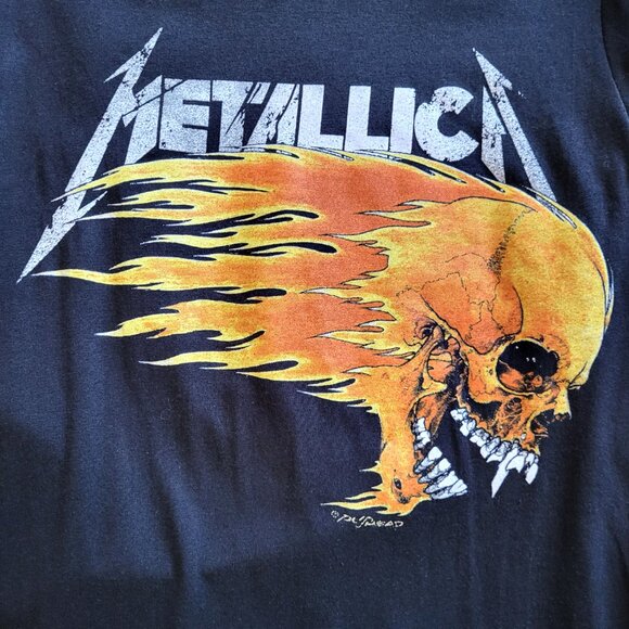 *NEW* METALLICA Pushead Flaming Skull T-Shirt Unisex Size Small - Picture 2 of 3